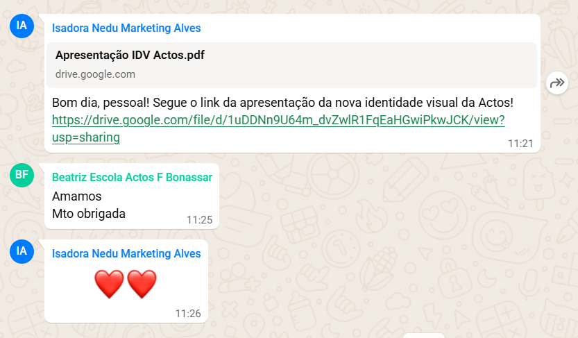 Depoimento da Escola Actos